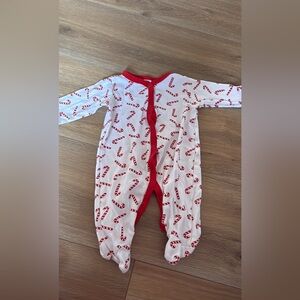 Baby Holiday Candy Cane One-Piece Pajamas - Red & White